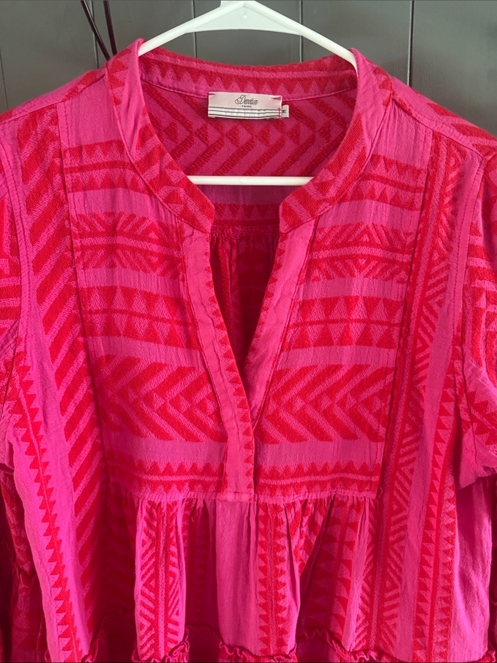 Devotion Twins  Pink Patterned Tiered Tunic Dress - Picture 4 of 6